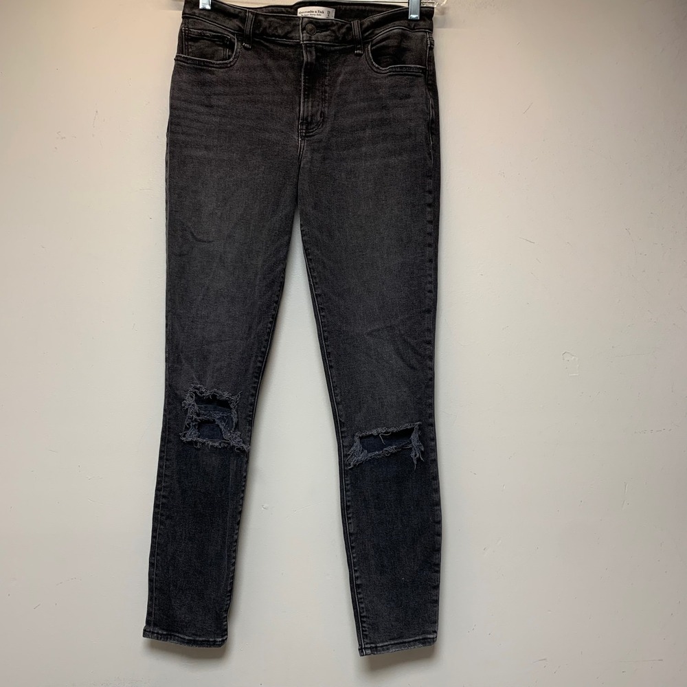 Abercrombie & Fitch Super Skinny Ankle‎ Jeans Womens 29 8L Black Good Distressed